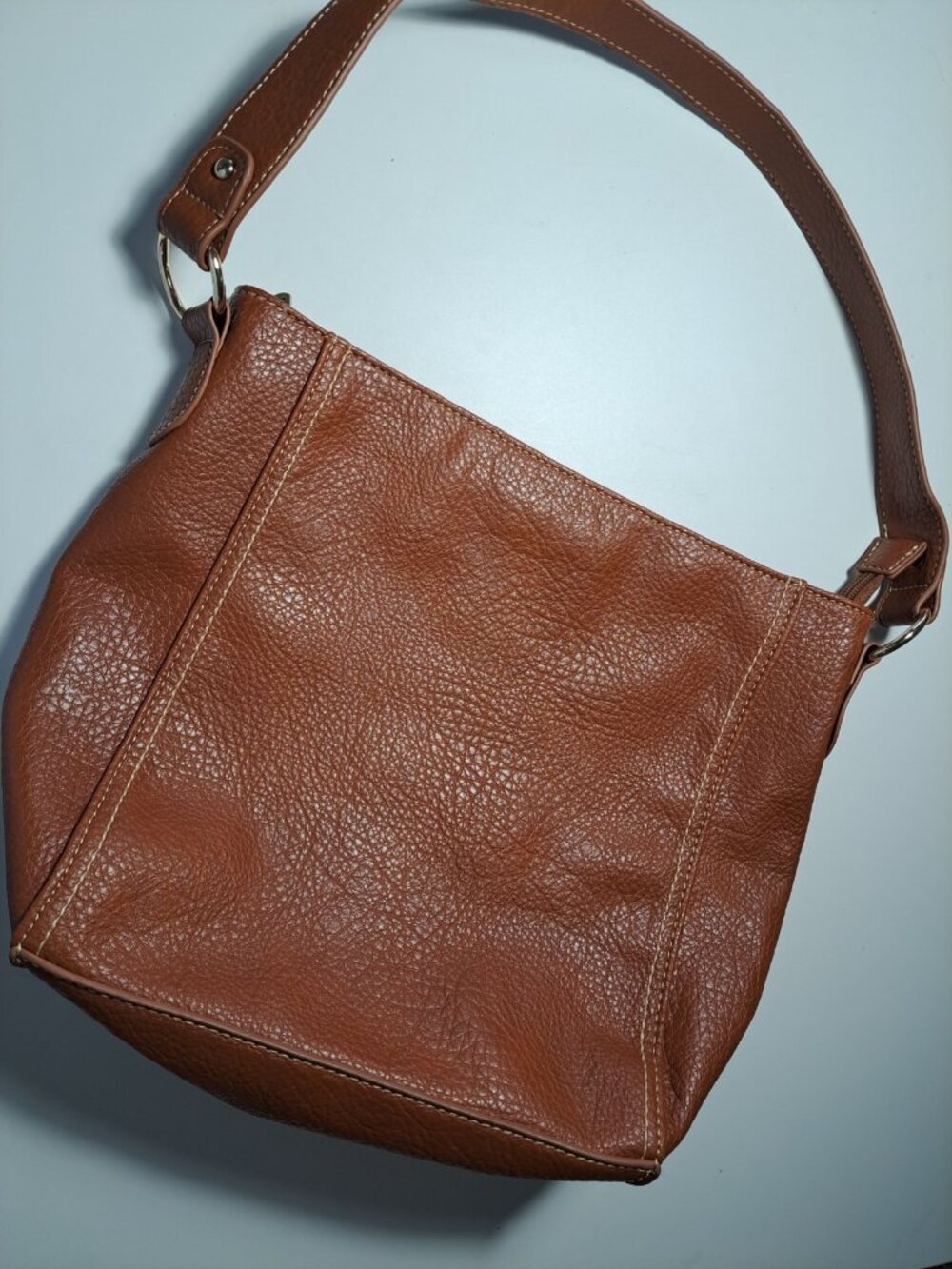 Montana West Select Pebbled Leather Hobo Shoulder Bag Purse Gold Hardware Brown - Picture 8 of 16